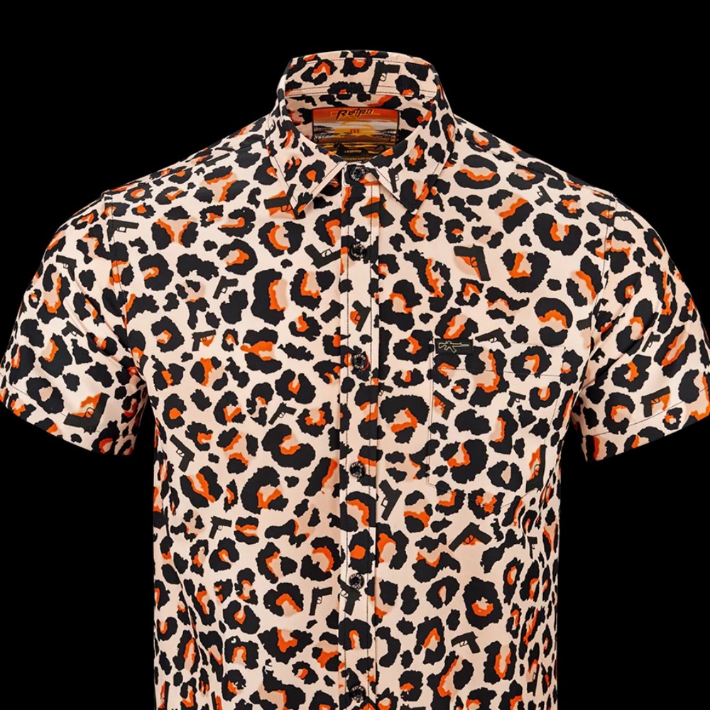 Retro Rifle Leopard Button Down